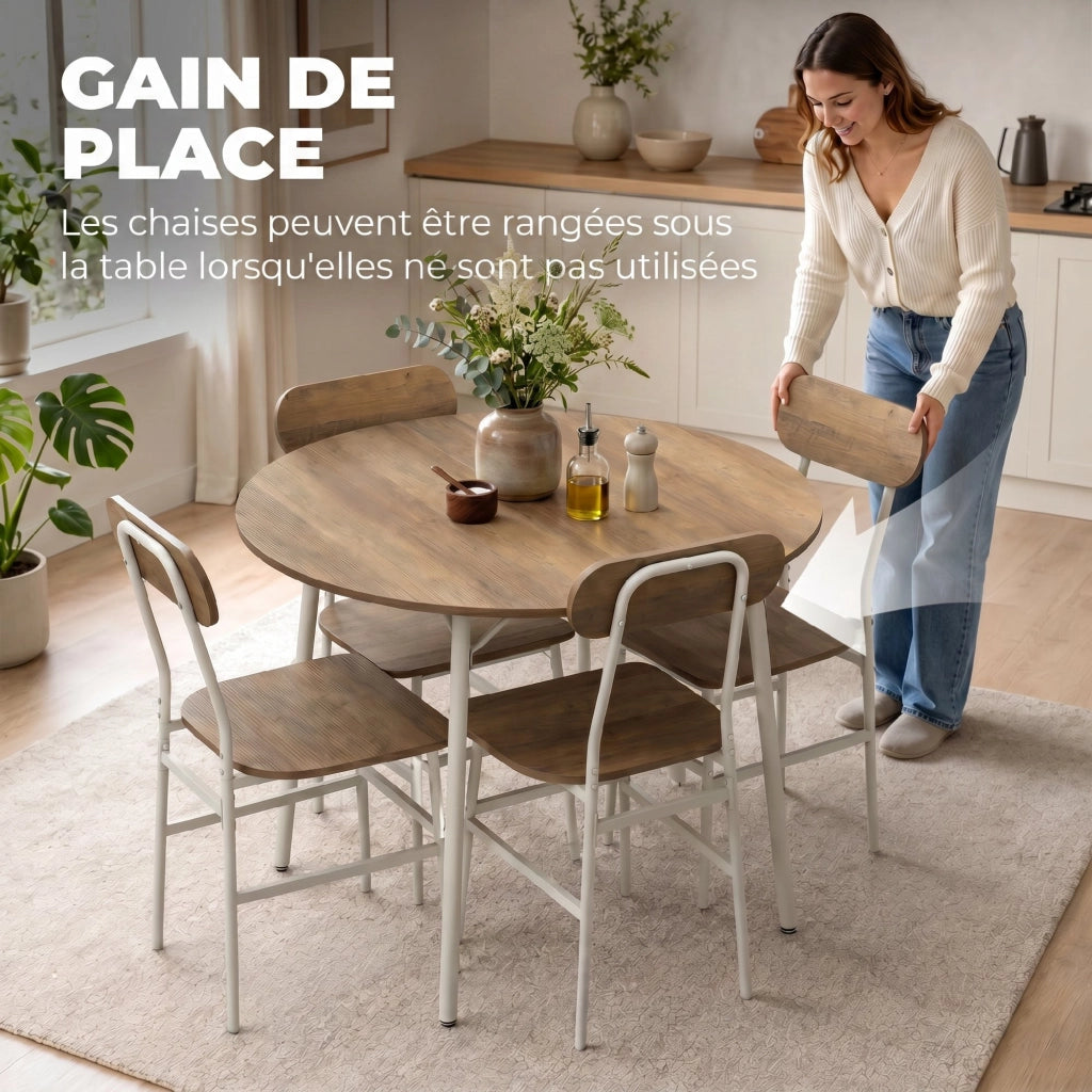 Set tavolo da pranzo con 4 sedie ¨C Xylo ¨C telaio metallo, legno naturale