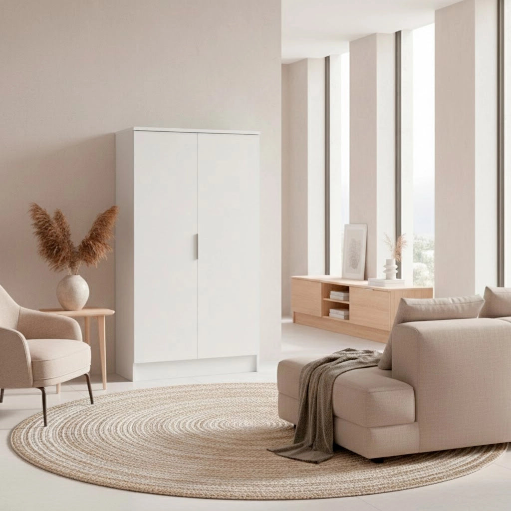 Mobile Porta Scarpe Armadio Multiuso Con 2 Ante E 6 Ripiani Estraibili Scarpiera Salvaspazio Design Moderno Minimal Per Ingresso Corridoio Camera Ripostiglio 108 X 55 X 39.6 Cm Bianco