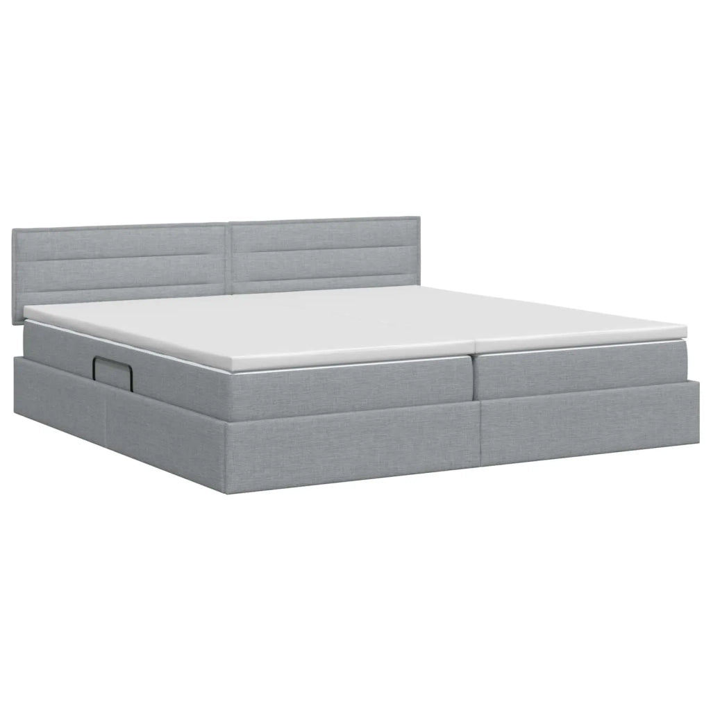 Letto con contenitore e materasso Grigio Chiaro 200 x 200 cm 3458580
