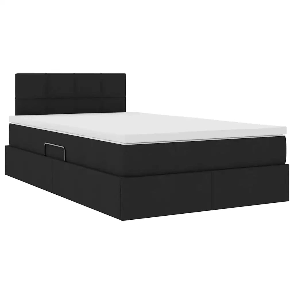 Letto con contenitore e materasso Nero 120 x 200 cm