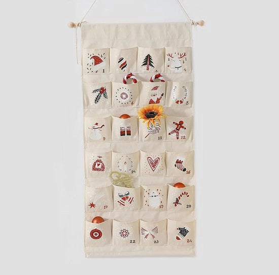 Decorazione di Natale - Regali di Natale - Calendario - Borsa appesa - Borsa appesa da parete - Con borsa - Riciclabile - Il regalo perfetto di Natale - Adatto per le festività di Natale - Feste e decorazione della parete in casa