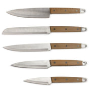 Set di 5 coltelli - LIVOO - MEC129 - Coltelli: chef, pane, cucina, affettare e sbucciare - Acciaio inossidabile - Manico in faggio