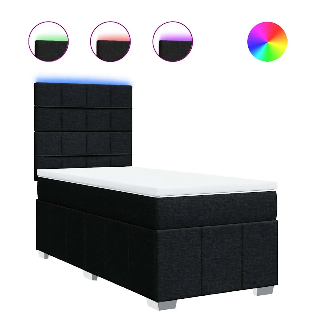 Giroletto a Molle con Materasso-Struttura Letto Nero 90x190 cm in Tessuto 668880