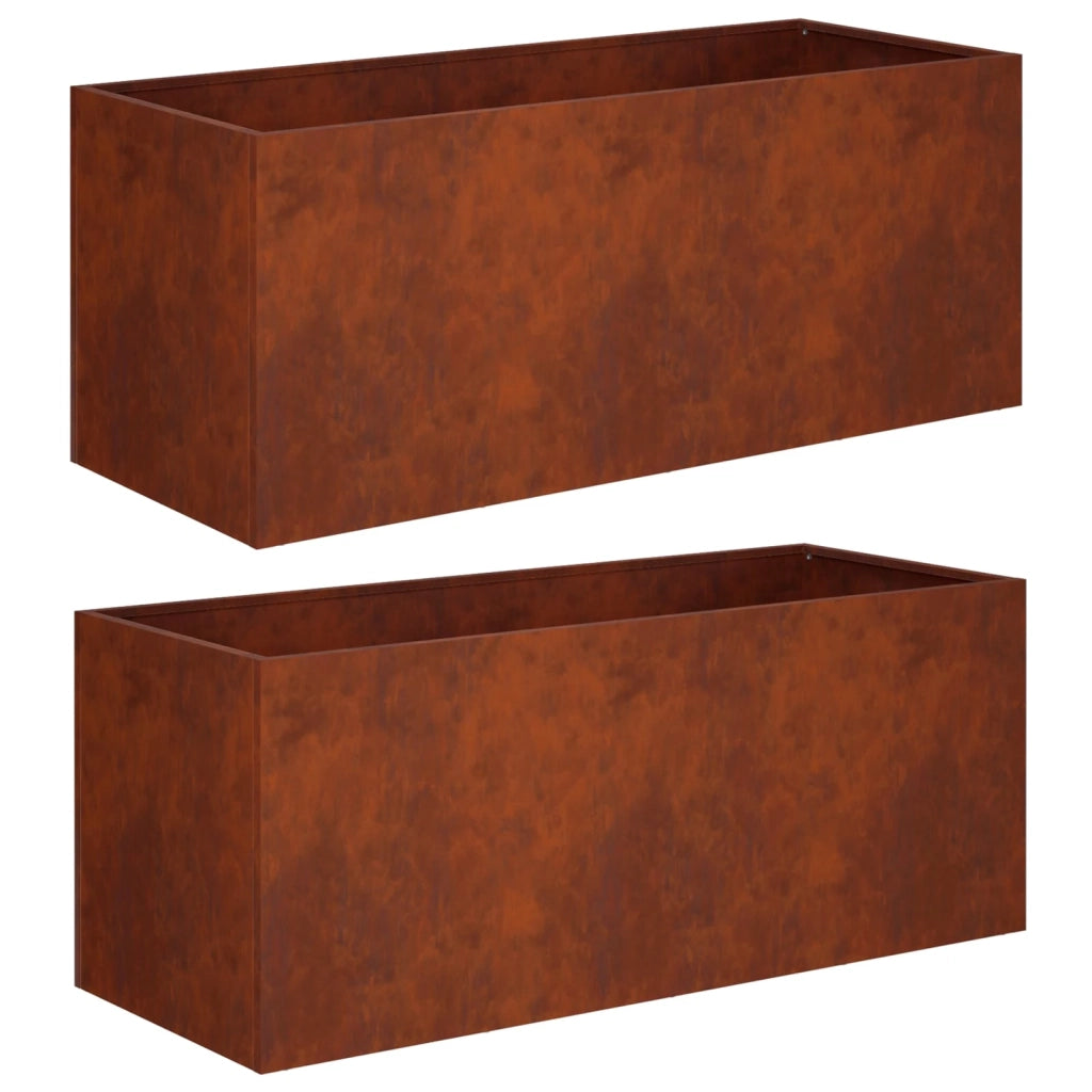 Vaso da giardino 2 pz Ruggine 100 x 40 x 40 cm Acciaio Corten 8005259