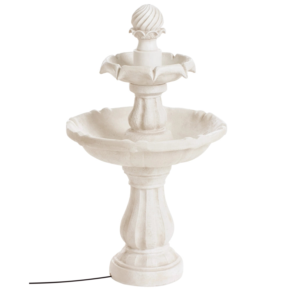 Fontana d'acqua da esterno in resina beige design moderno con presa elettrica