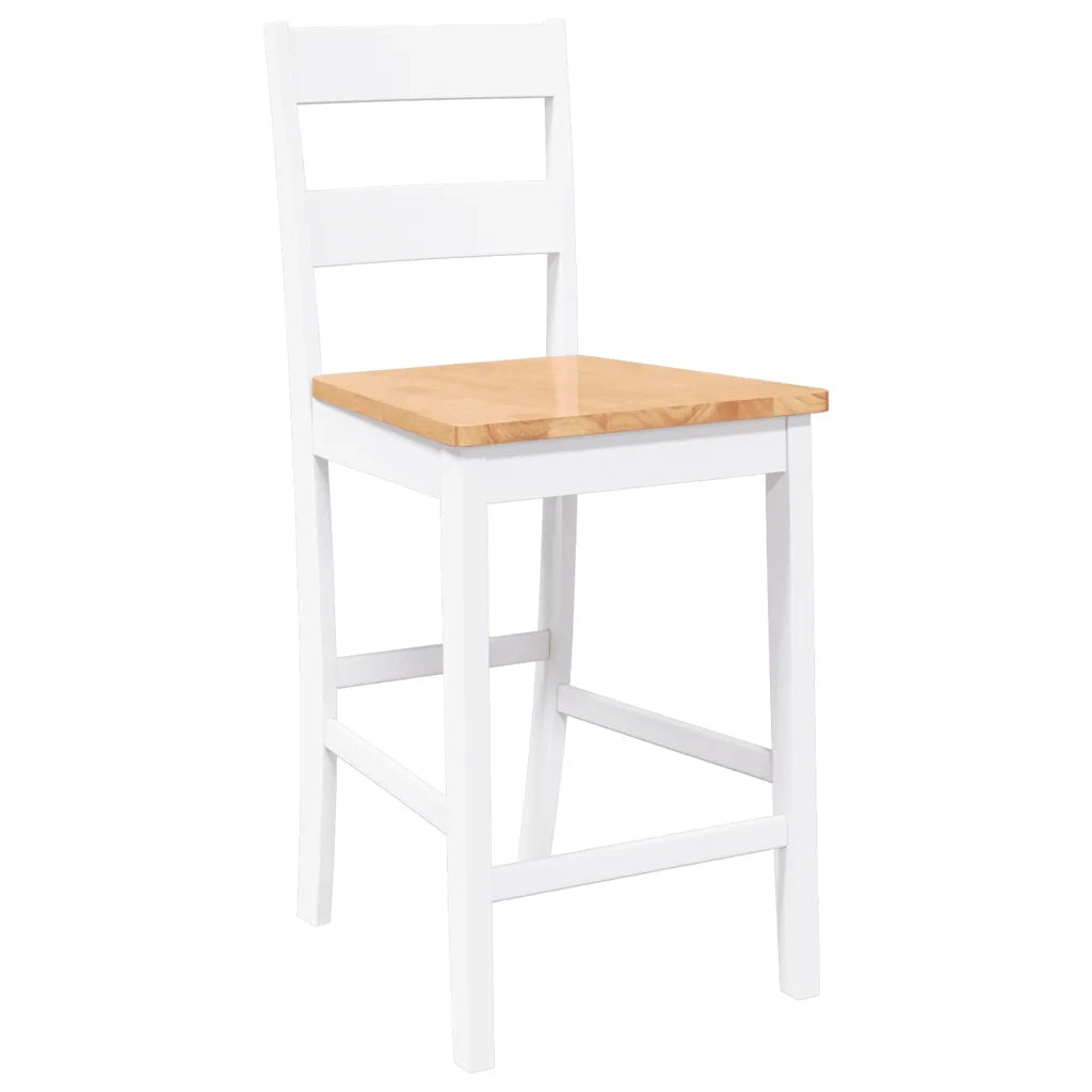 Sgabelli da Bar 2 pz Bianchi in Legno Massello di Hevea 4102560