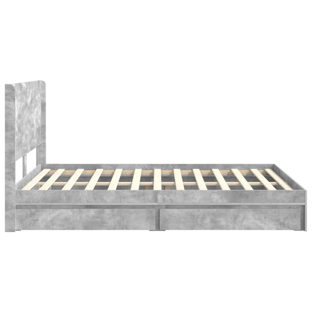 Struttura del letto con stoccaggio e testata-Giroletto con contenitore Grigio Cemento 732342