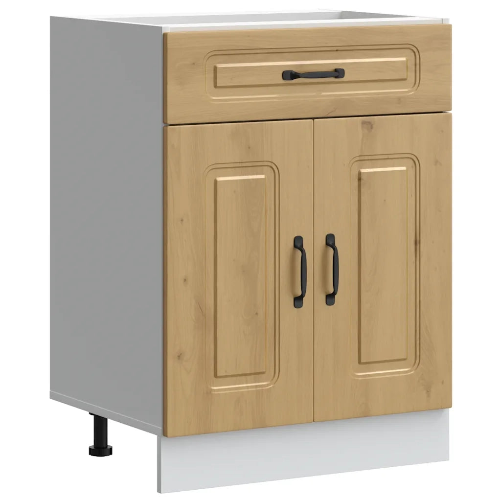 Mobile da cucina moderno con ante pratiche 60 x 46 x 81,5 cm finitura in rovere ingegnerizzato realizzato artigianalmente 02_0049919