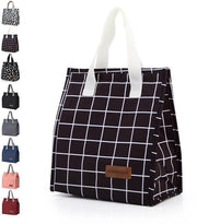 Tas Geïsoleerde per Borsa per Uomo/Donna - Borsa Grande per Cibo, Impermeabile, Ripiegabile per Ufficio, Spiaggia, Viaggio (Nero a Quadri)