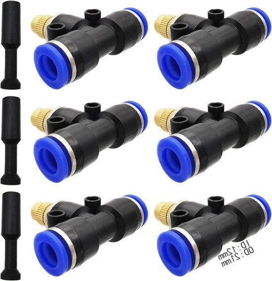 Set di atomizzatori regolabili 6pz + 3 pezzi di valvole di blocco per recinzioni orticole, impianti di spruzzatura per polvere, raffreddamento industriale ecc. con tubo di aspirazione rapido da 12mm