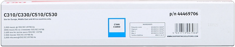 ORIGINAL OKI toner ciano 44469706 C310/330/510/530 ~2000 Seiten