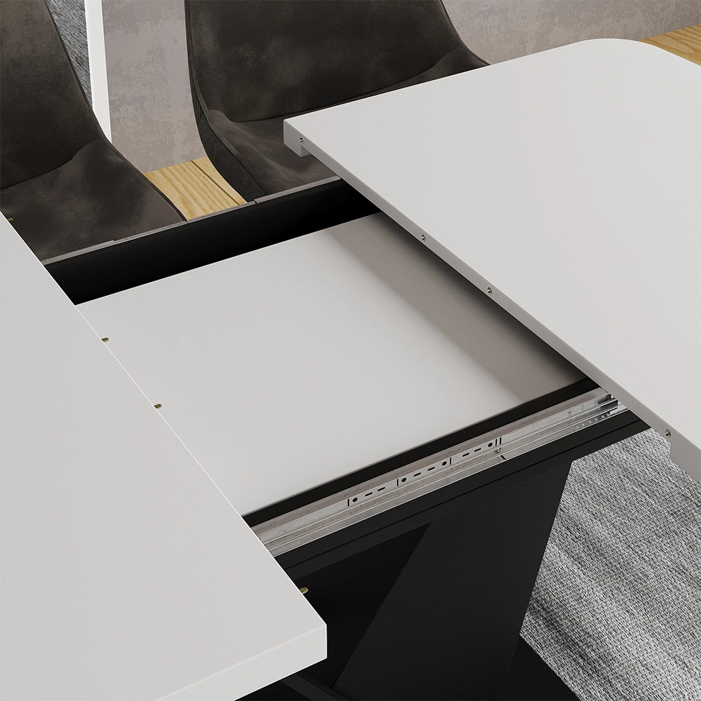 Vicco tavolo da pranzo allungabile Bianco/nero 120 x 80 cm estensibile