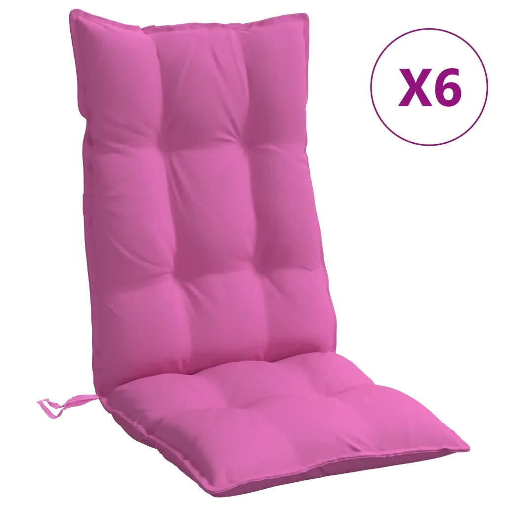 Cuscini per Sedia con Schienale Alto 6 pz | Cuscini per sedie Rosa in Tessuto Oxford