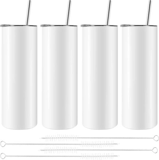 Bicchieri Sublimazione 500 ml Sottile, In Acciaio Inossidabile, Sublimazione Nuda, Con Coperchio e Spugna, 4 Pezzi