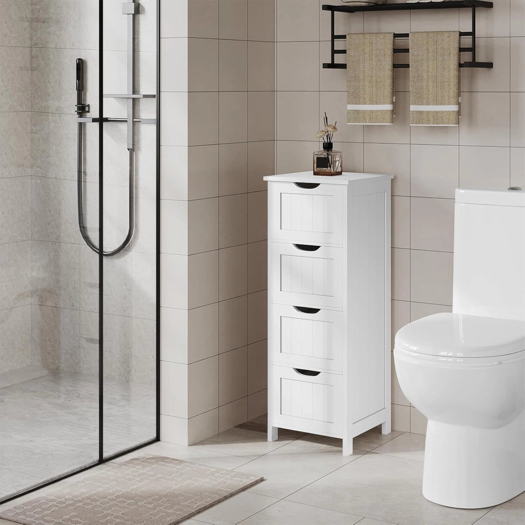 Armadio Bianco Armadietto da Bagno Mobile a Colonna Bagno a Terra Mobile Multiuso per la Casa 30x30x82 cm