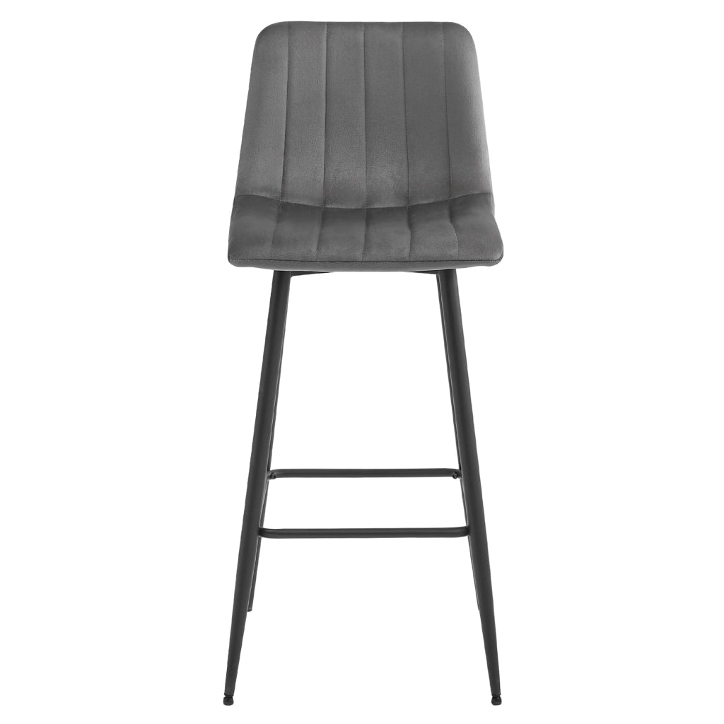 Sgabello Valora POZZA in velluto grigio scuro con gambe nere per cucina x4