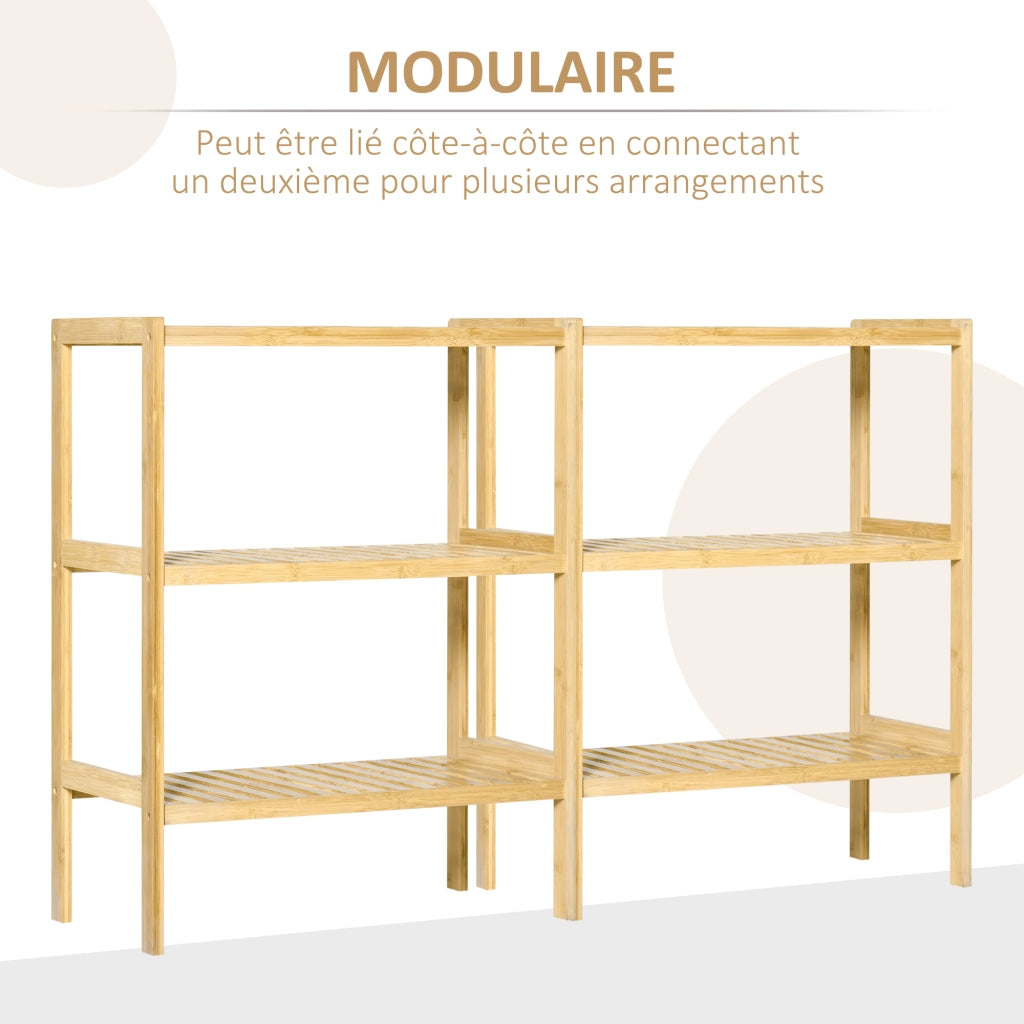 Libreria in bamb¨´ a 3 livelli ¨C Zephmum ¨C 62x33x80 cm legno naturale