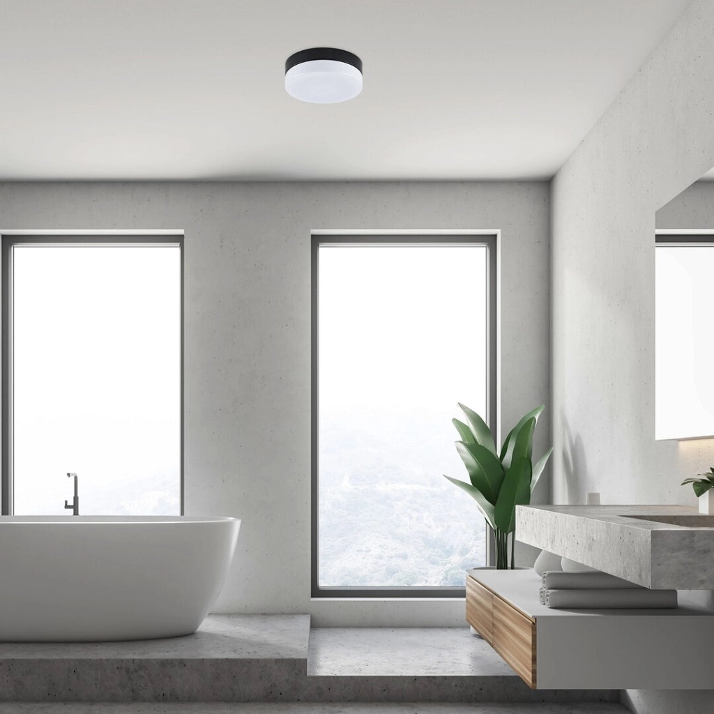 Plafoniera bagno Rabalux Gaelo Ø28 nero/bianco IP44 LED 18W