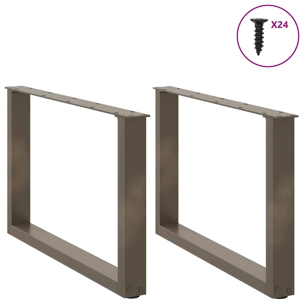 Set di 2 gambe regolabili per tavolino da caffè a forma di U 60 x 43 cm stile estetico moderno acciaio naturale 02_0057403