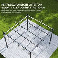 Telo per Pergola 288x298 cm con Fori di Drenaggio in Poliestere Traspirante UV30+ Grigio