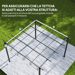 Telo per Pergola 288x298 cm con Fori di Drenaggio in Poliestere Traspirante UV30+ Grigio