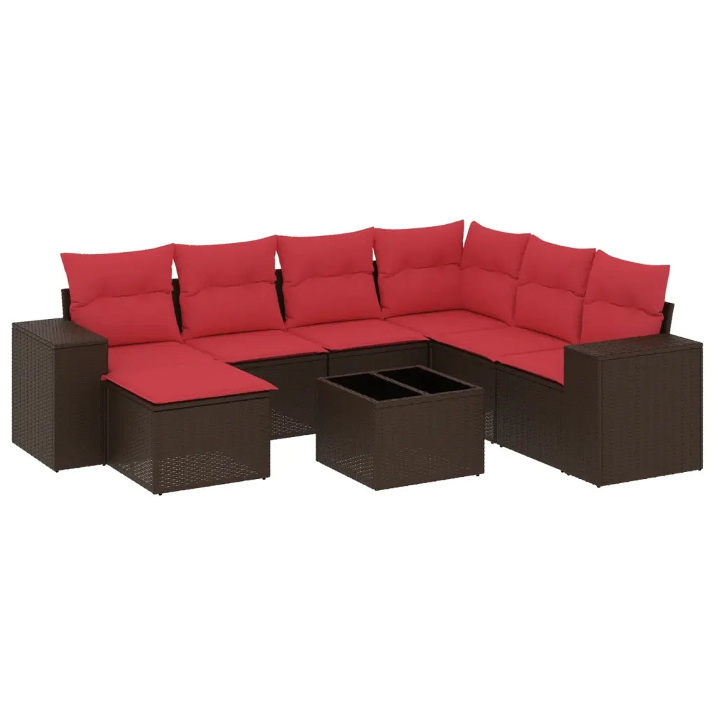 Set Divani da Giardino 8 pz con Cuscini Marrone in Polyrattan 3222913