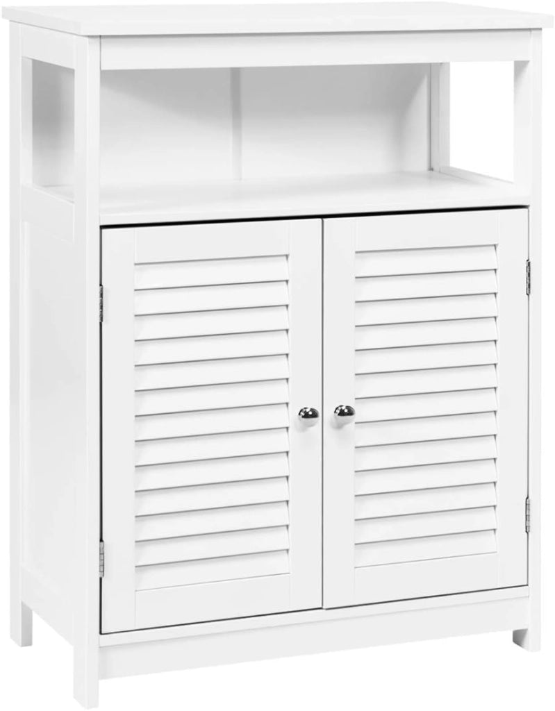 Armadietto Mobile Bagno Autoportante, con 2 Ante Legno e Ripiani Regolabili in Altezza, 3 Livelli, Multiuso e Salvaspazio, 30x60x80 cm (Bianco)