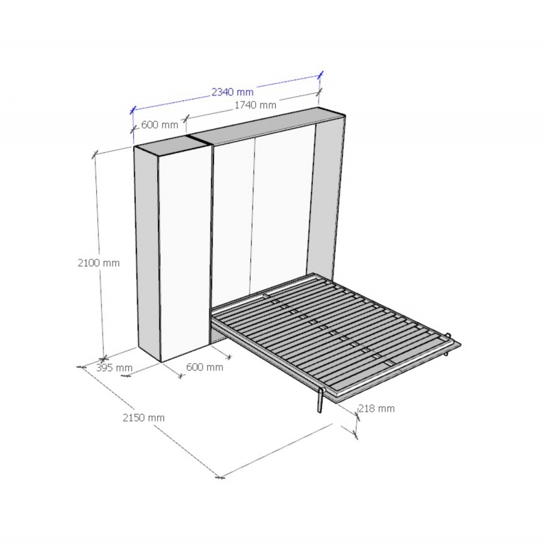 Letto a scomparsa 160 verticale Kentaro con colonna - Noce