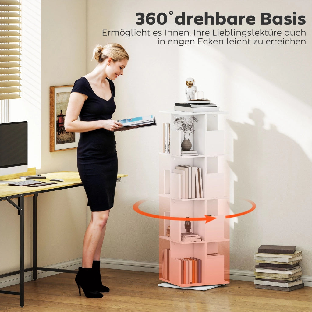 Libreria girevole 4 livelli 16 scomparti ¨C Xylo ¨C truciolato bianco per soggiorno camera letto studio
