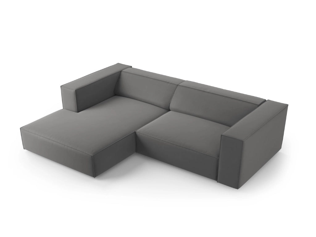 Cosmopolitan Design - Divano angolare sinistro "Arendal" 3 posti in velluto cemento 