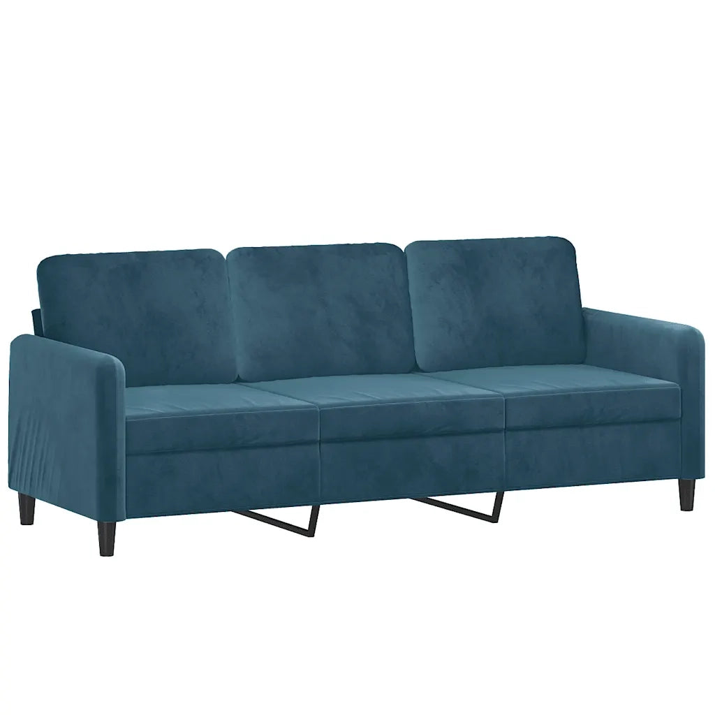 Set di Divani 3 pz con Cuscini Blu in Velluto