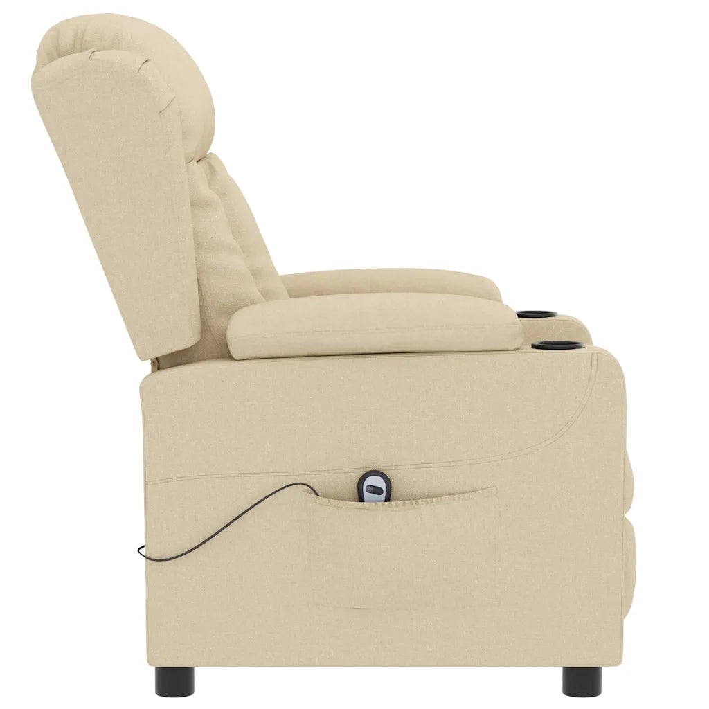 Poltrona Elettrica Reclinabile-Divano Sedia Crema in Tessuto 537935