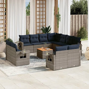 Set Divani da Giardino 12 pz con Cuscini Grigio in Polyrattan 3224829