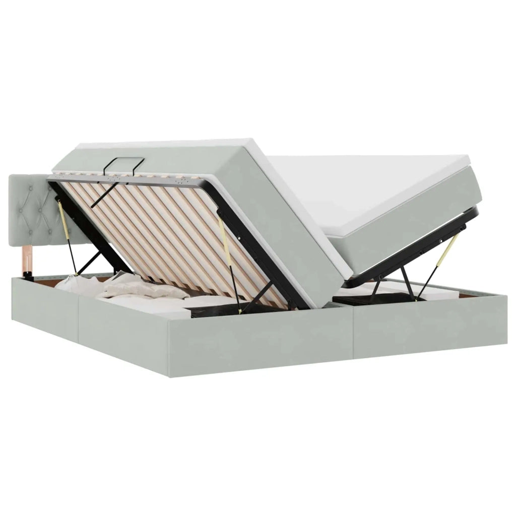 Letto con contenitore LED e materasso Grigio Chiaro
