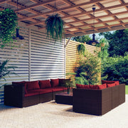 Set Divani da Giardino 8 pz con Cuscini in Polyrattan Marrone 3101507