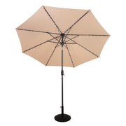 Ombrellone LED Inclinabile 2,7m Beige con Base e Luci Solari