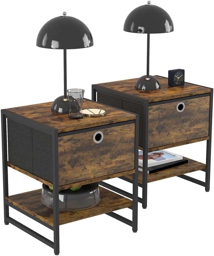 Comodino Fyrk, Rovere rustico, 40 x 50 cm Set di 2