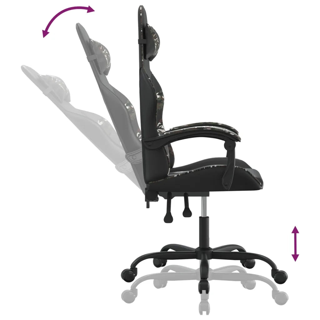 Sedia da Gaming | Sedia da e-sports Nero e Mimetico in Similpelle