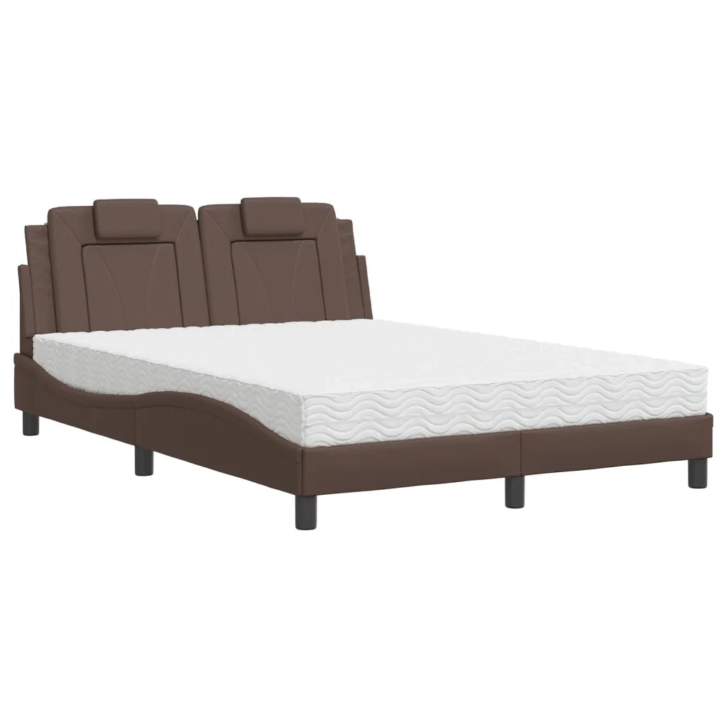 Letto Viana con Materasso Marrone 140x190cm in Similpelle 3208791