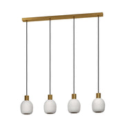 Lampadario Contemporaneo Manzanares Acciaio Ottone Vetro 4 Luci E27