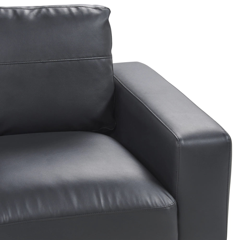 Divano nero in ecopelle gambe in metallo 156 x 87 x 72 cm 2 posti divano classico salotto moderno
