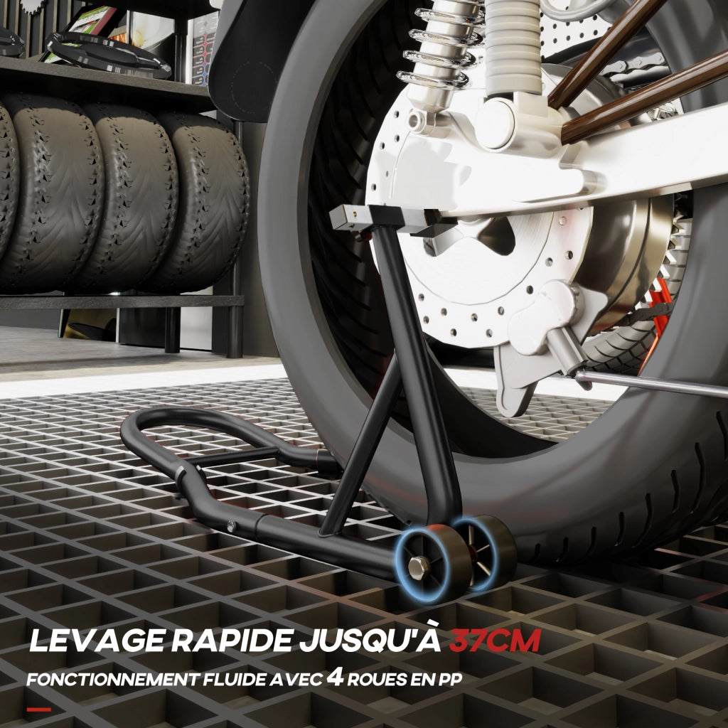 Cavalletto posteriore moto con ruote ¨C Xylo ¨C Supporto ruota con bobbine nero
