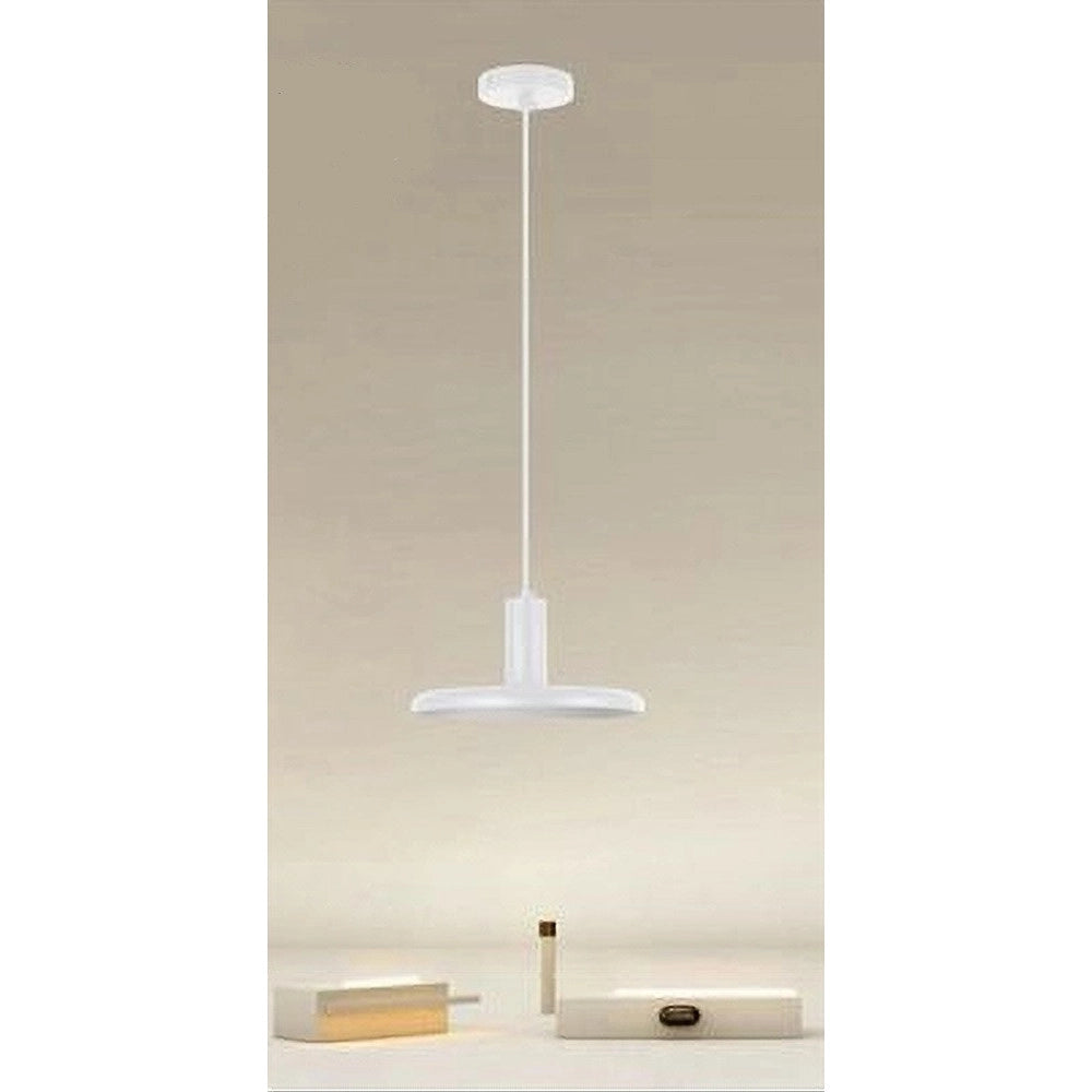 Trade Shop - Lampadario A Sospensione Design Moderno Con Paralume In Ferro Bianco E27 Ip20 33740 -