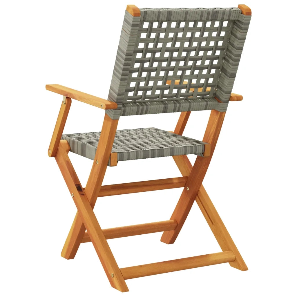Sedie Giardino Pieghevoli 6pz Grigie Polyrattan Legno Massello 3214560