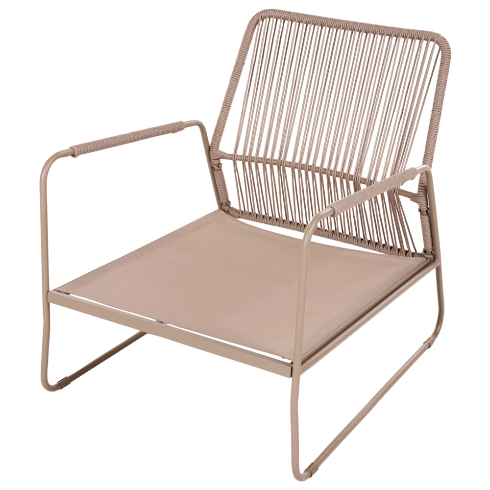 Set da Giardino Lounge Beige 4 Posti con Divano Poltrone e Tavolino con Struttura in Metallo