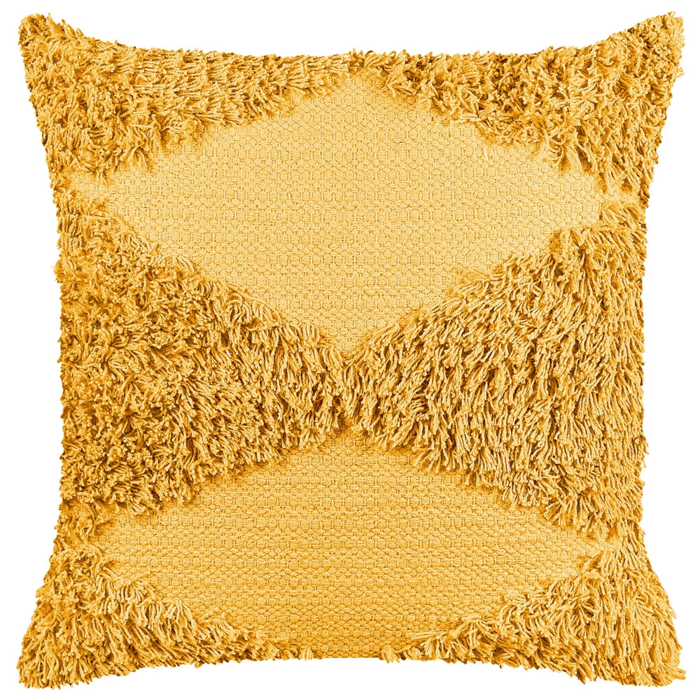 Set di 2 cuscini decorativi in cotone giallo 45 x 45 cm federa boho trapuntata a motivi geometrici solidi