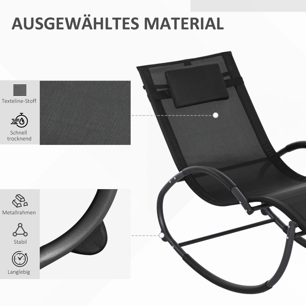 Poltrona Dondolo ¨C zephmum ¨C 155x61x88 cm, Nero