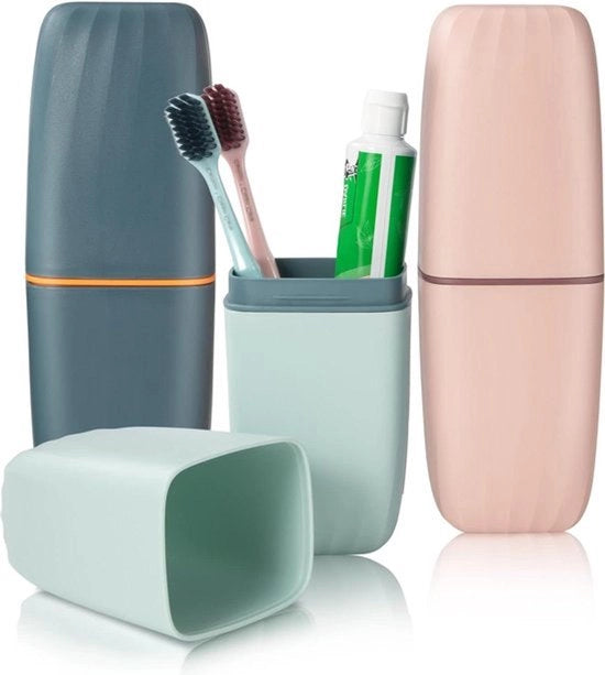Set di 3 contenitori per bocchetta da dentifricio portatili - Ospite portatile per bocchetta da dentifricio per viaggi - Adatto per campeggio, viaggi e escursioni - Set di 3 pezzi.
