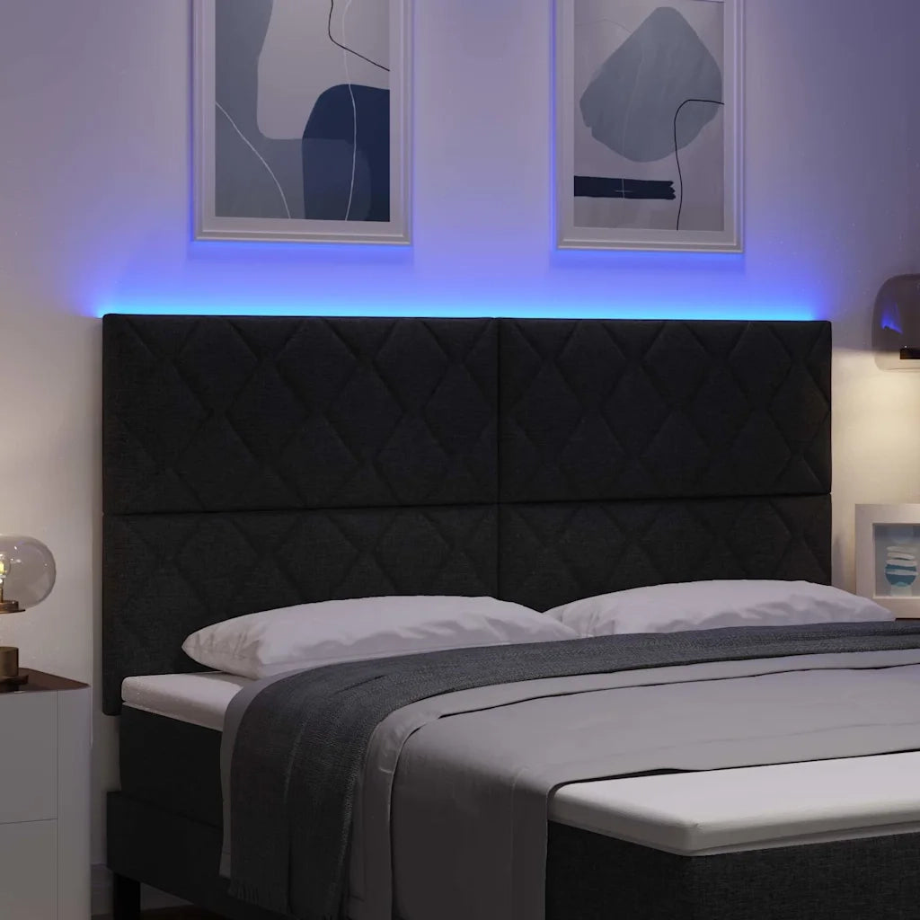 Testiera LED Nero 180 cm Tessuto 3338542