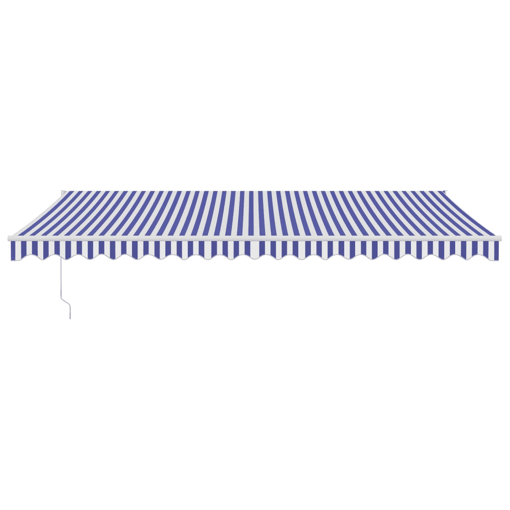 Tenda da Sole Retrattile Blu e Bianca 5x3 m Tessuto e Alluminio